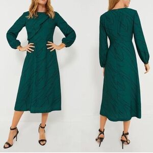 NEW Tuckernuck Trimble draped Marcie Elegant Green Dress with Black dress size S
